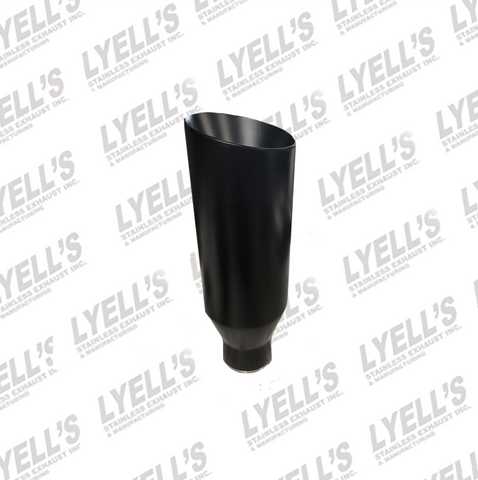 4" OD Round - 2½" ID Inlet 12'' Long - Black Powder Coated Exhaust Tip