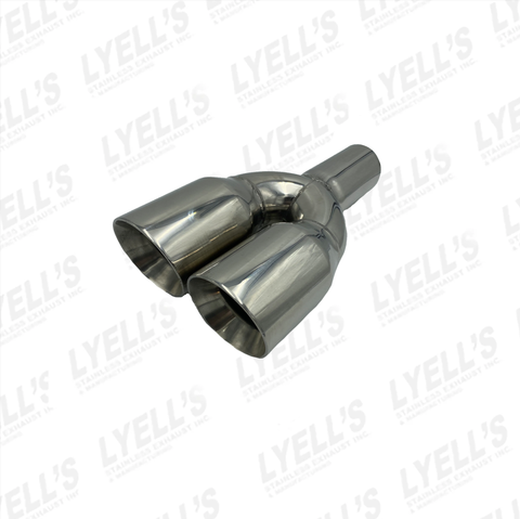 3 1/2" Dual OD Round - 2 1/2" ID Inlet -  304 Stainless Exhaust Tip