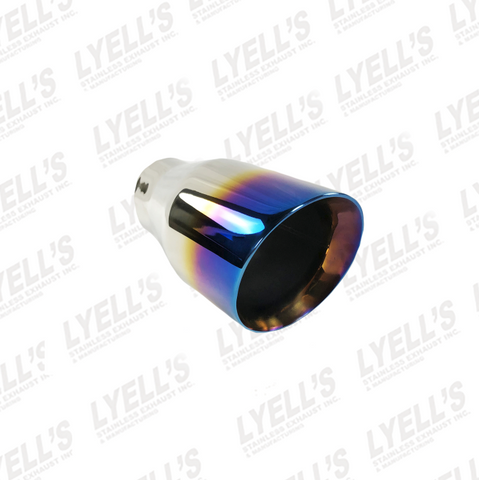 3 1/2" OD Round - 2 1/4 " ID Inlet - Blue Flame 304 Stainless Exhaust Tip